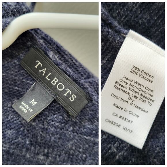 Talbots Cardigan Sweater Womens Medium Blue Open Front Fringe Casual Layering - Picture 6 of 11